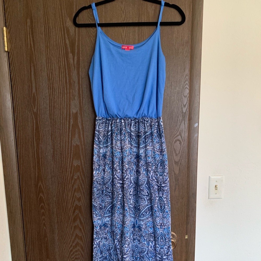Blue and white maxi dress